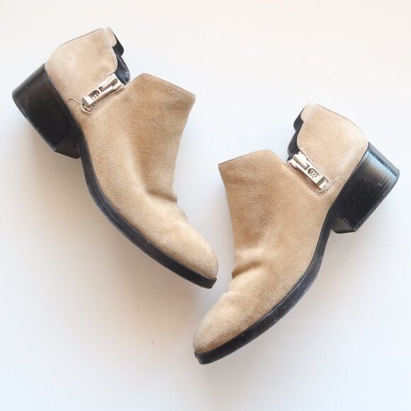 3.1 Phillip Lim Beige Suede Leather Block Heel Shoes / Ankle Boots / Booties 8 - Picture 1 of 16